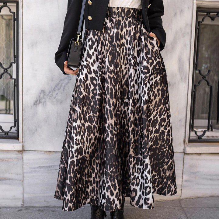Dame Elegante Maxiskørt i leopardprint med høj talje og glat fald Stilla