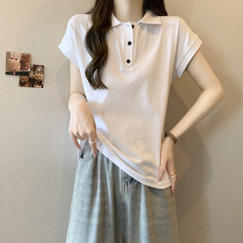 Dame Casual Polo-Shirt med knapdetalje Stilla
