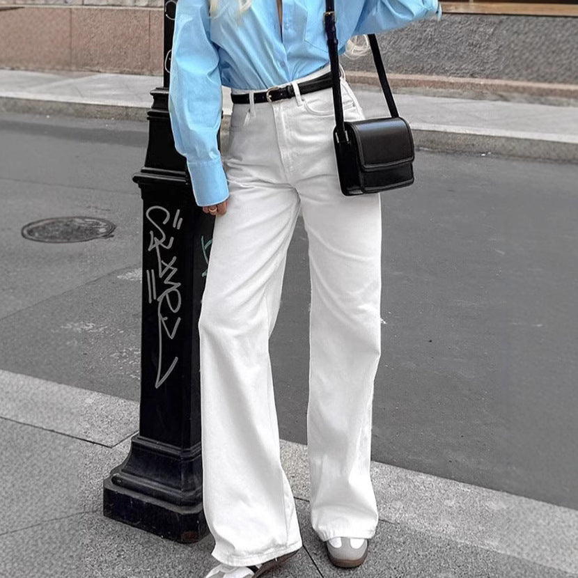 Dame brede jeans med høj talje og moderne snit Stilla