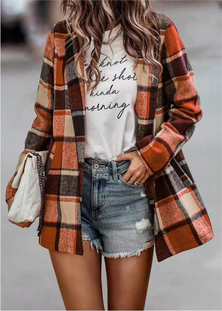 Dame Rutig Uld Blazer Stilla