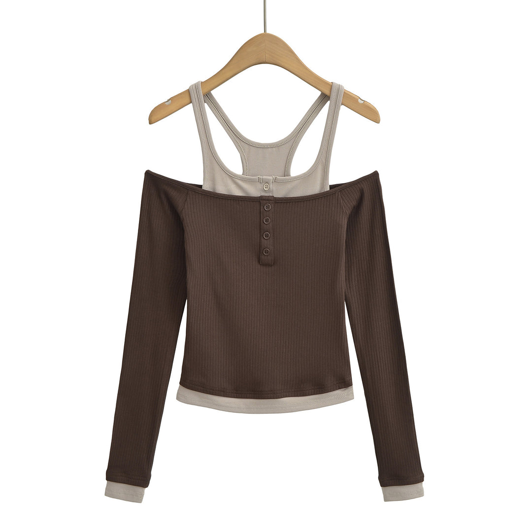 Damer Off-Shoulder Langærmet skjorte med moderigtigt knapdesign og raffinerede stropdetaljer Stilla