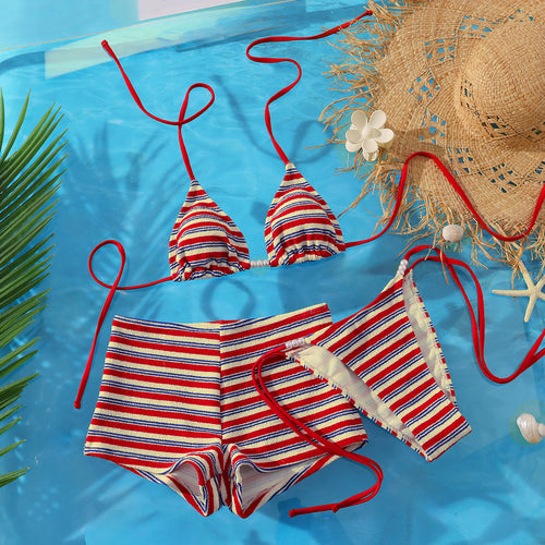 Dame Strand-Bikini-Sæt med charmerende stribemønster Skovae