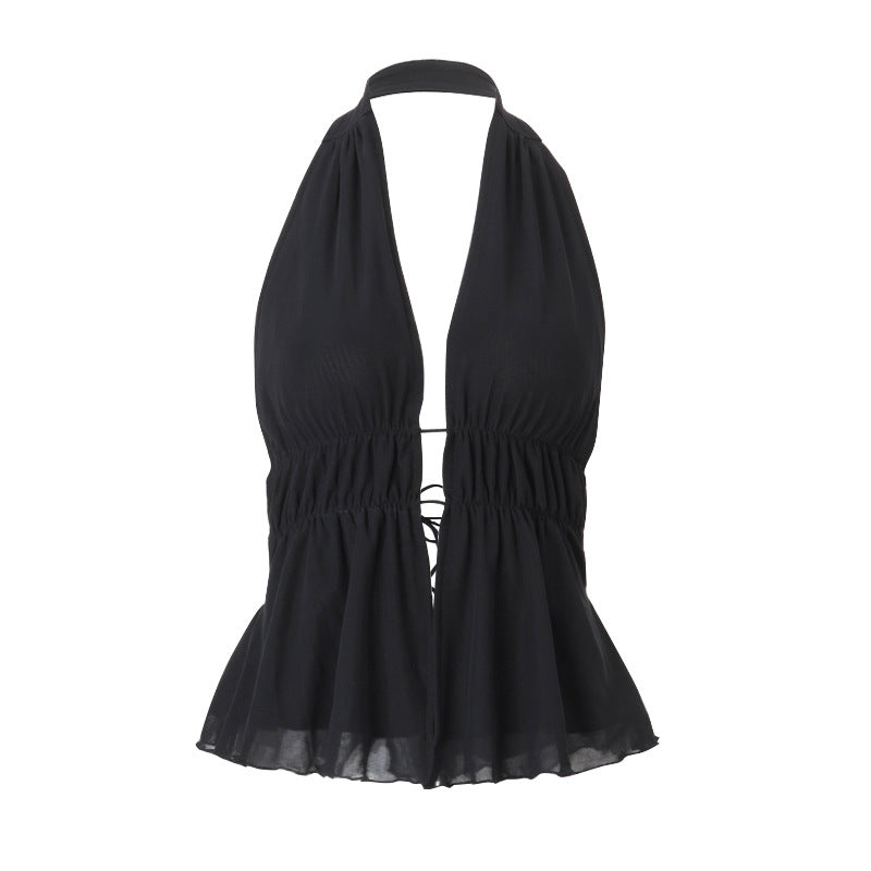 Dame Raffineret Halterneck-top med voluminøst underdel Stilla