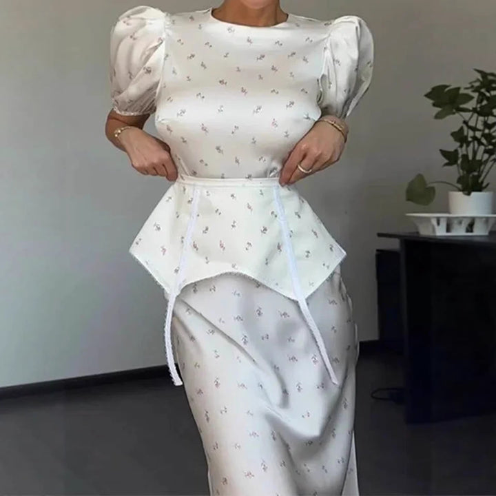 Damer Elegant Top med Puffærmer og Legesyg Talje Detalje