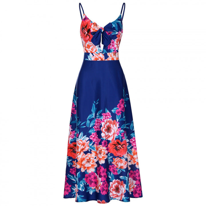 Femme Floral Print Maxi Kjole med justerbare stropper Stilla