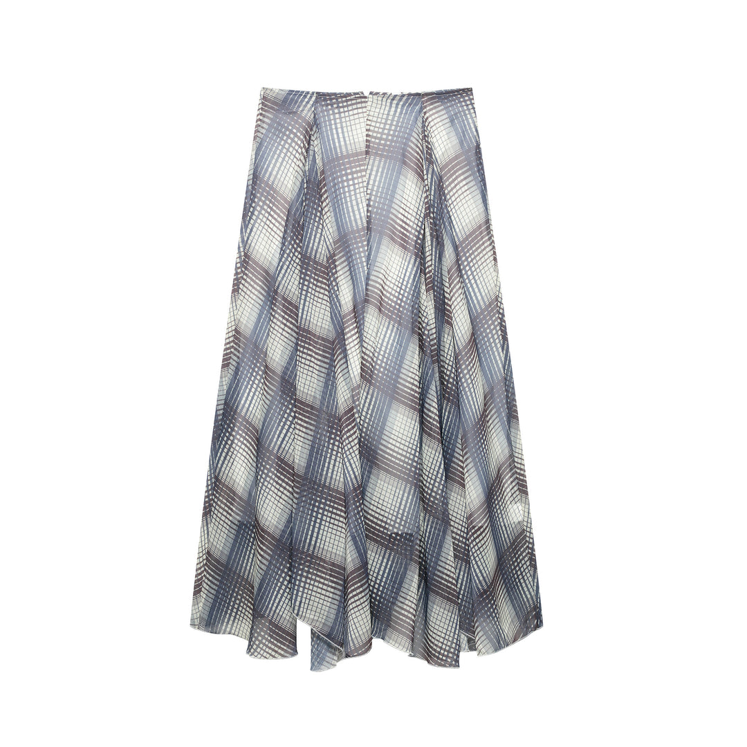 Femme Elegant Maxiskørt med Asymmetrisk Kant og Slangeskindsprint Stilla