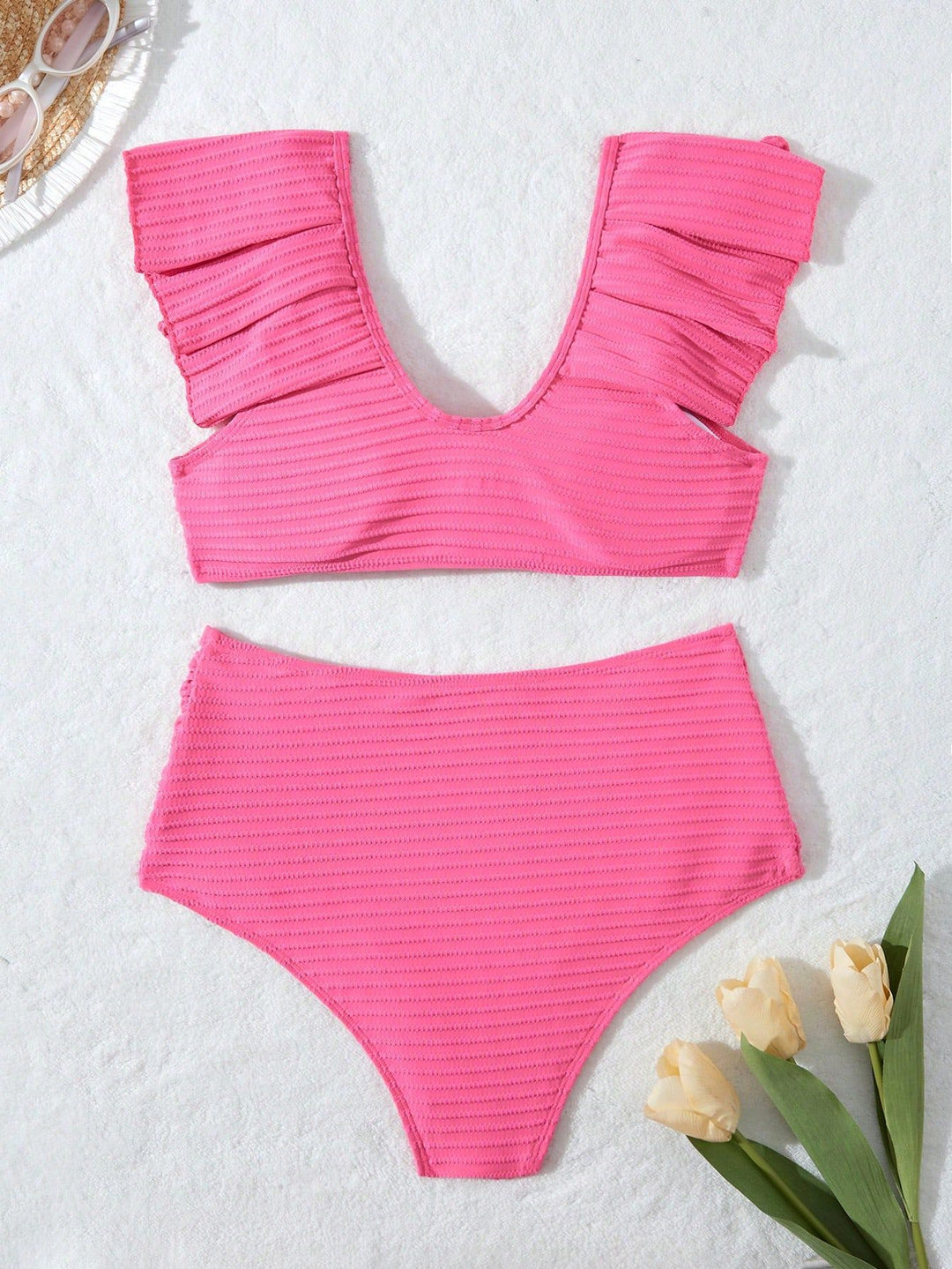 Damer Bikini-sæt med moderne flæse-design og kropsformende høj skæring Stilla