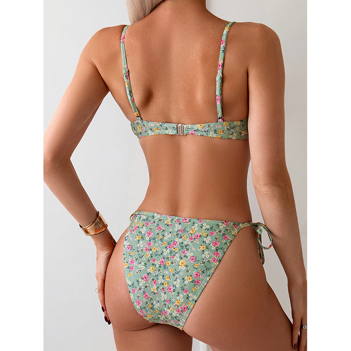 Dame Push-Up-Bikini-Sæt med justerbare stropper og blomsterdesign Skovae