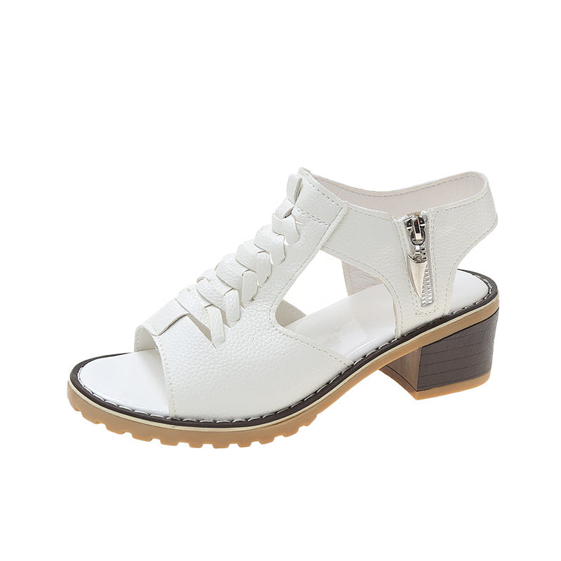 Dame Sandaler med elegant snøredesign og praktisk lynlås Stilla