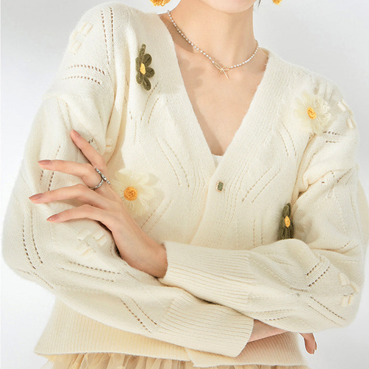 Kvinders cardigan med blomsterdesign og afslappet snit Stilla