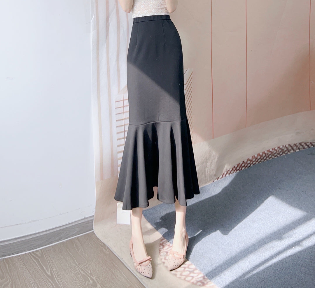 Dame elegant Maxined skirt med ruffles design og sidelæg Stilla