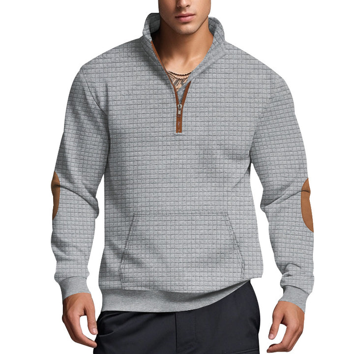 Herrer sweater med ståkrave og elegante læderdetaljer Stilla