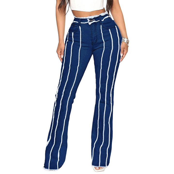 Dame flared jeans med ribbede detaljer og høj talje Stilla