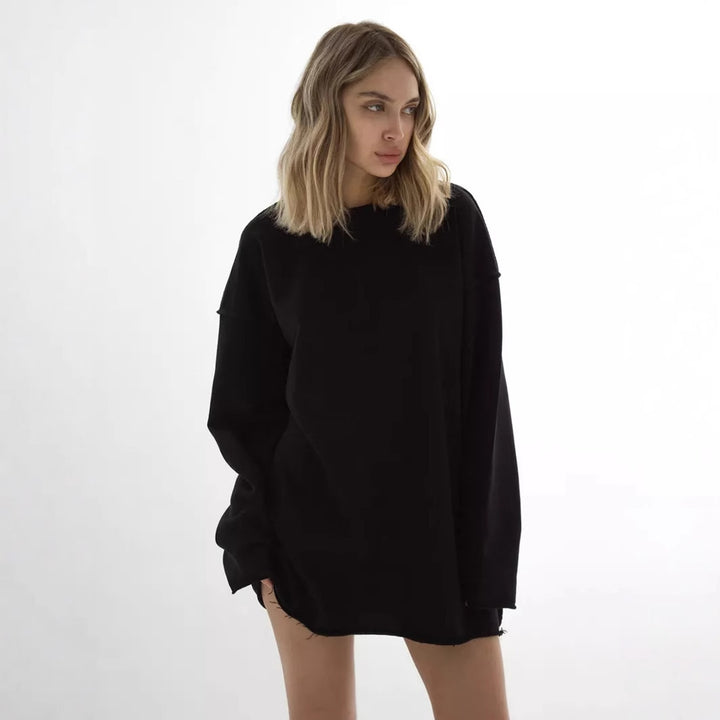 Kvinders afslappede oversized sweater med bred pasform og struktureret stof Skovae
