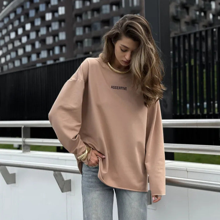 Kvinders afslappede oversized sweatshirt med printdesign Skovae