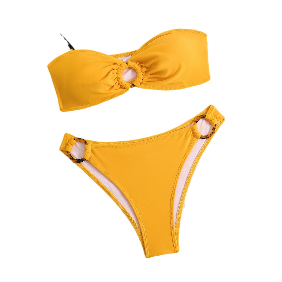 Dame Bandeau Bikini Sæt med Ringdetaljer Stilla