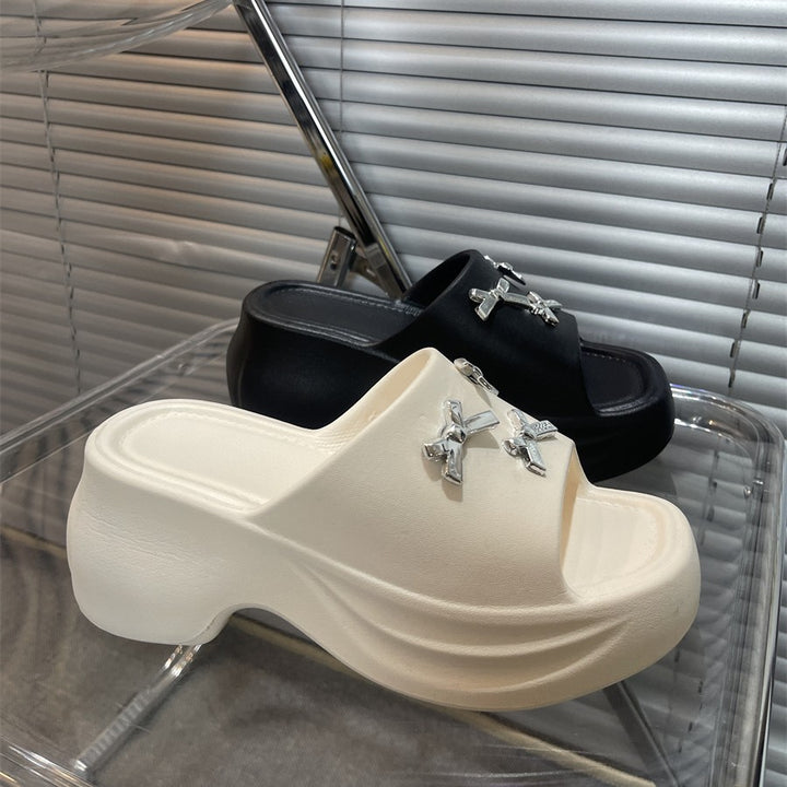 Dame elegante pantoletten med mode smykke detaljer Stilla
