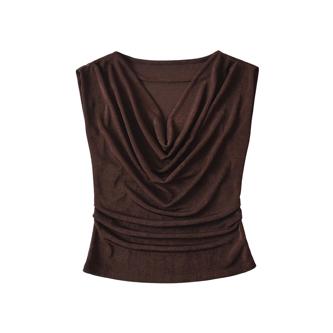 Dame top med elegant drapering og glat stof Stilla