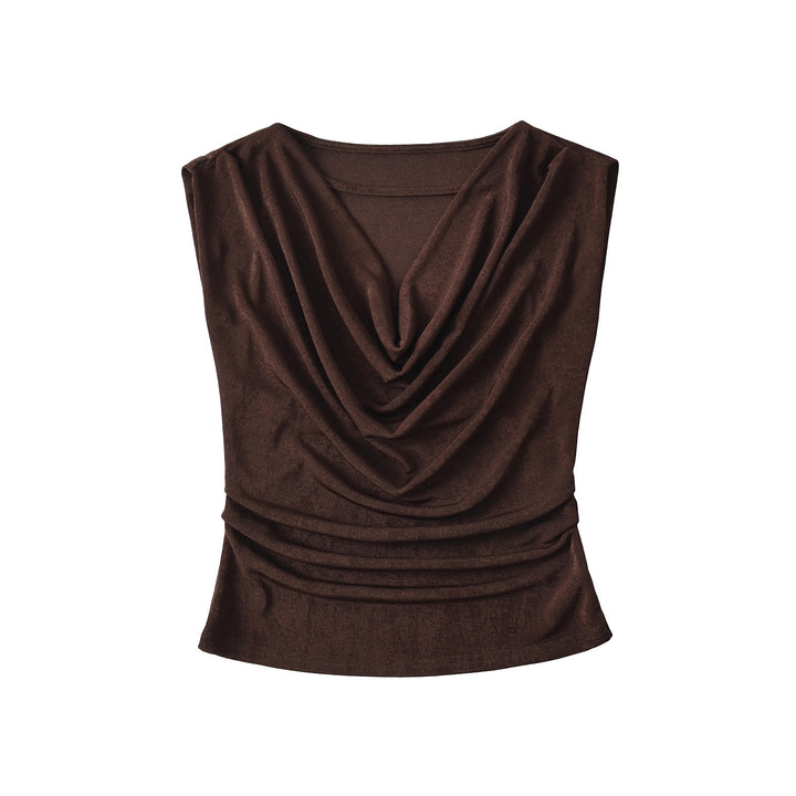Dame top med elegant drapering og glat stof Stilla
