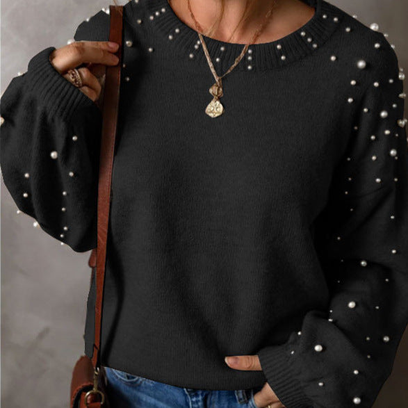 Dame strik sweater med perle detaljer Stilla
