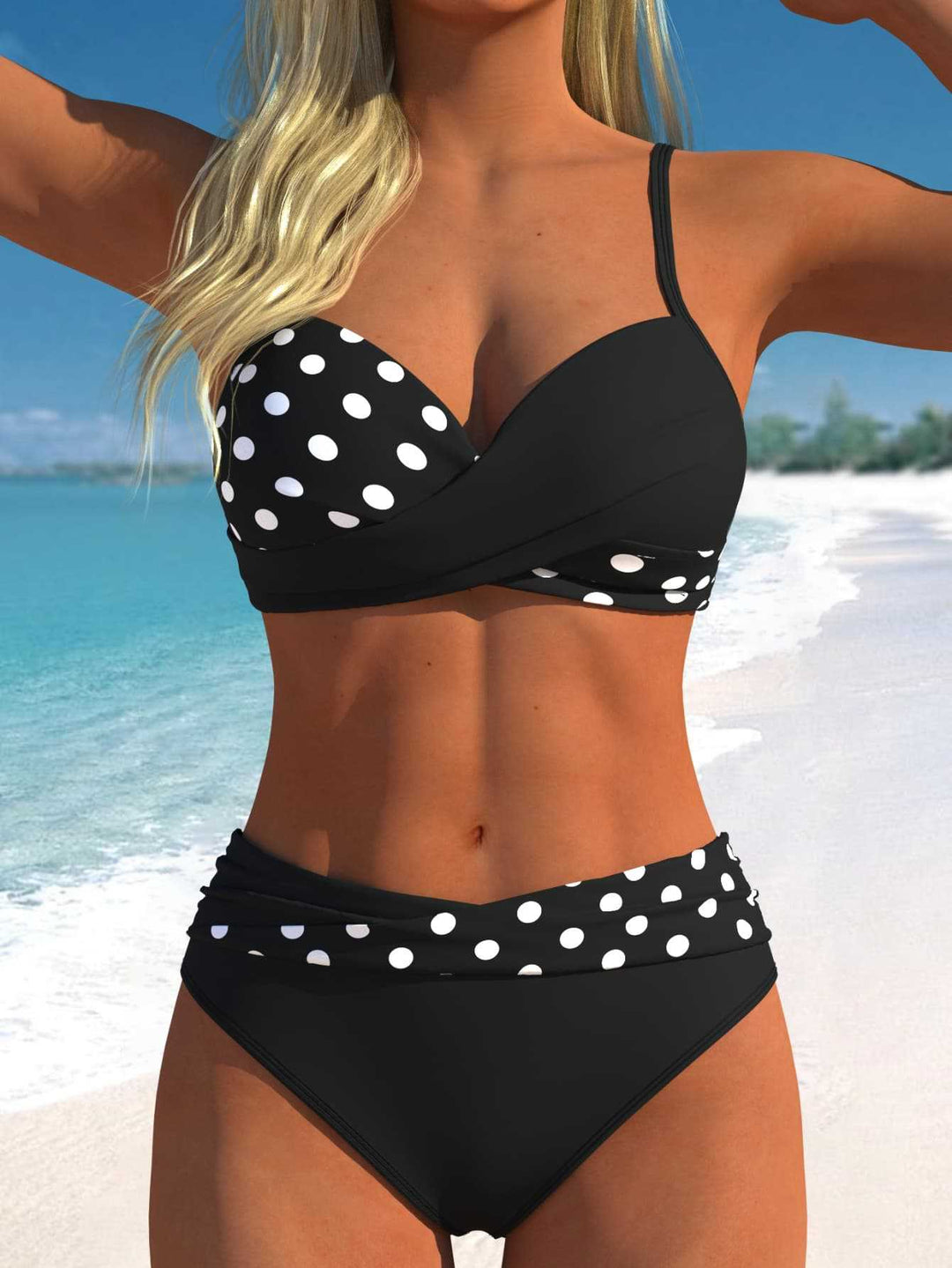 Dame Bikini-Sæt med blomster-wrap-mønster og behagelige high-waist-trusser Skovae