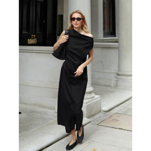 Damen elegantes Wickelkleid mit asymmetrischem Schnitt und schickem Taillendetail Skovae