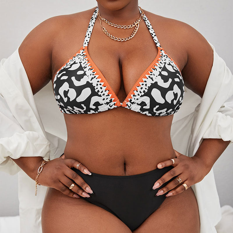 Dame triangel-bikini med justerbare stropper og trendy tryk Skovae