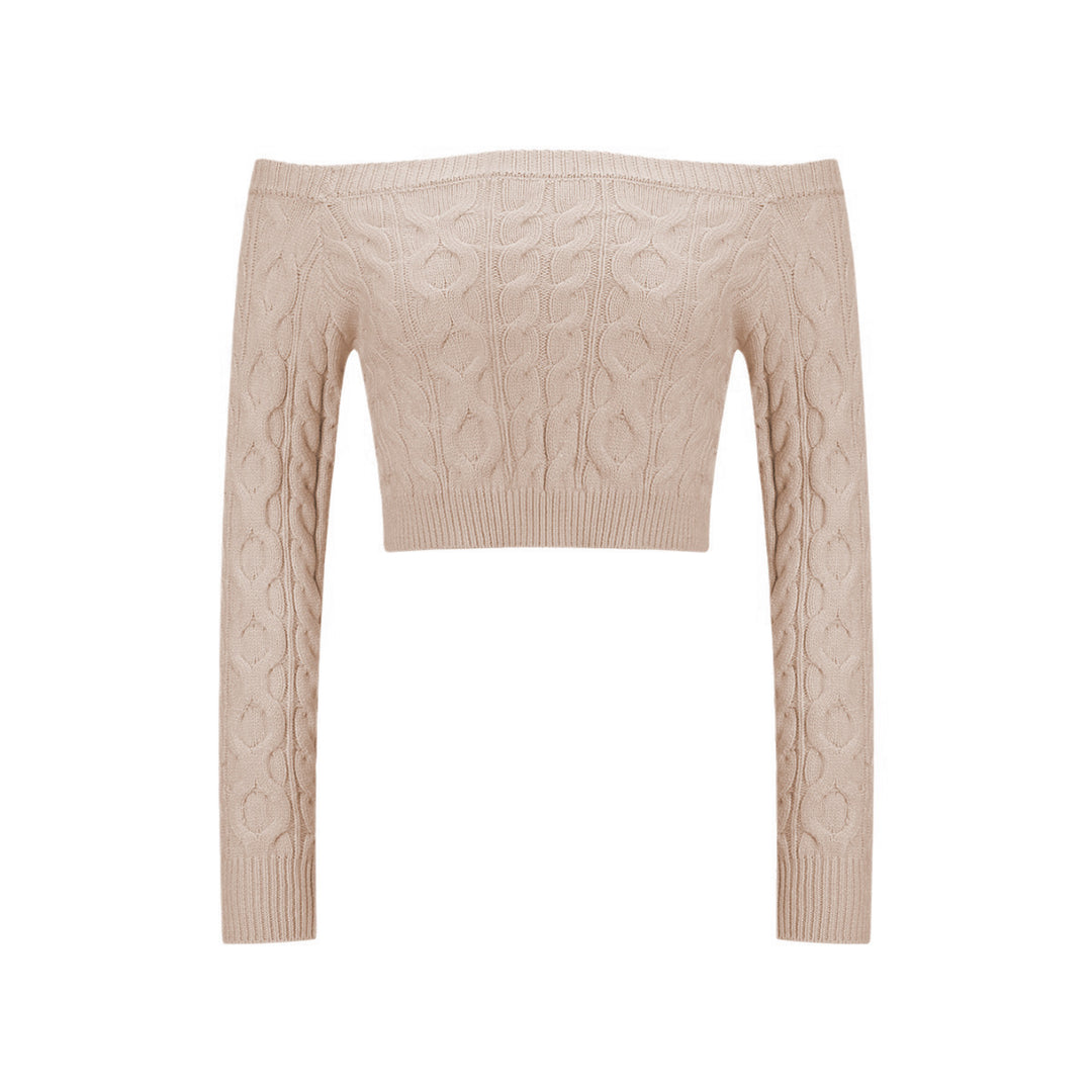 Kvindernes Off-Shoulder Striktrøje med Kabelmønster Stilla
