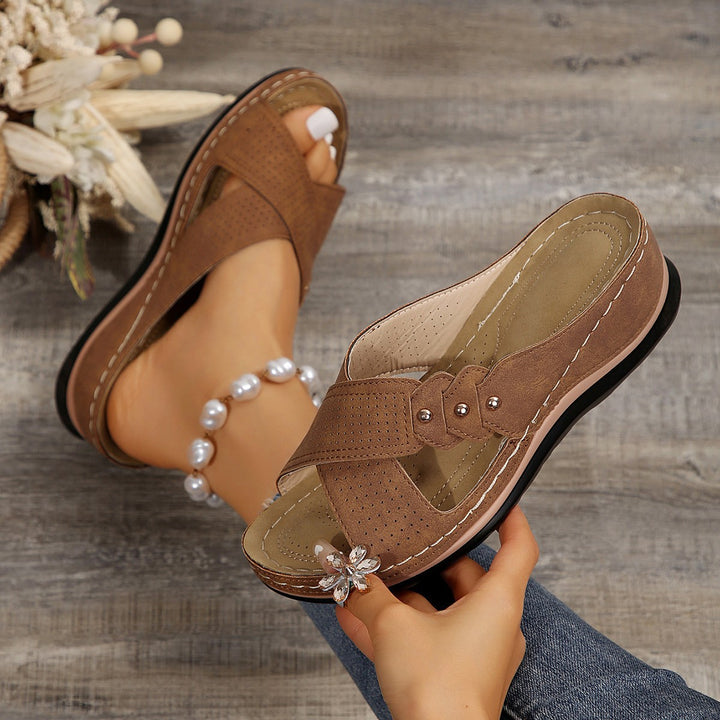 Dame Komfortable Sandaler med moderigtigt blomsterdekoreringsdesign og ergonomisk fodseng Stilla