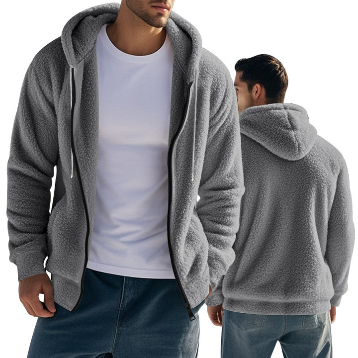 Herre fleece-hoodie med sidelås og kvalitetsmateriale Stilla