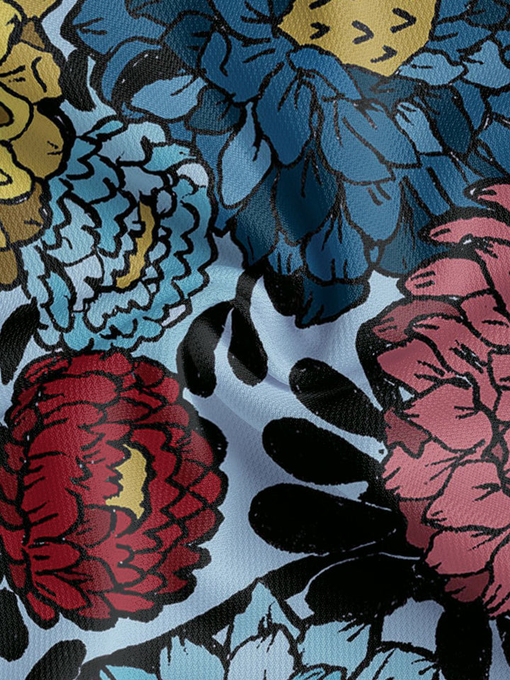 Herre kortærmet skjorte med iøjnefaldende blomsterdesign og åndbare egenskaber Stilla