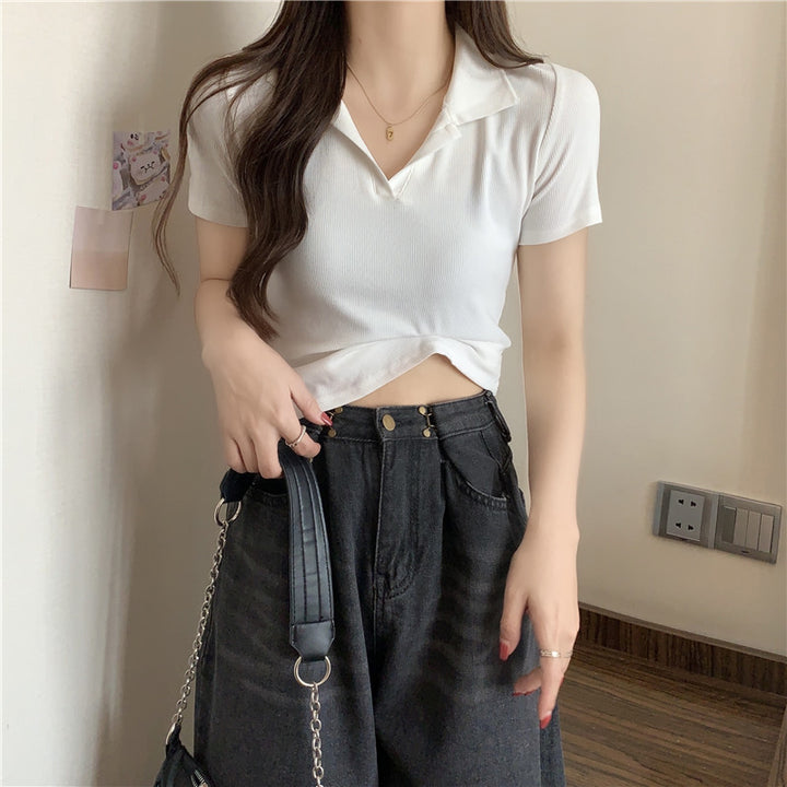 Femme Kort Polo-T-Shirt med Twist-detalje Stilla