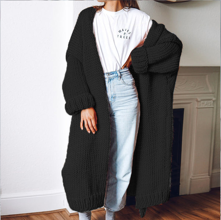 Kvinders chunky strik cardigan med behagelig oversized pasform og dybe lommer Stilla