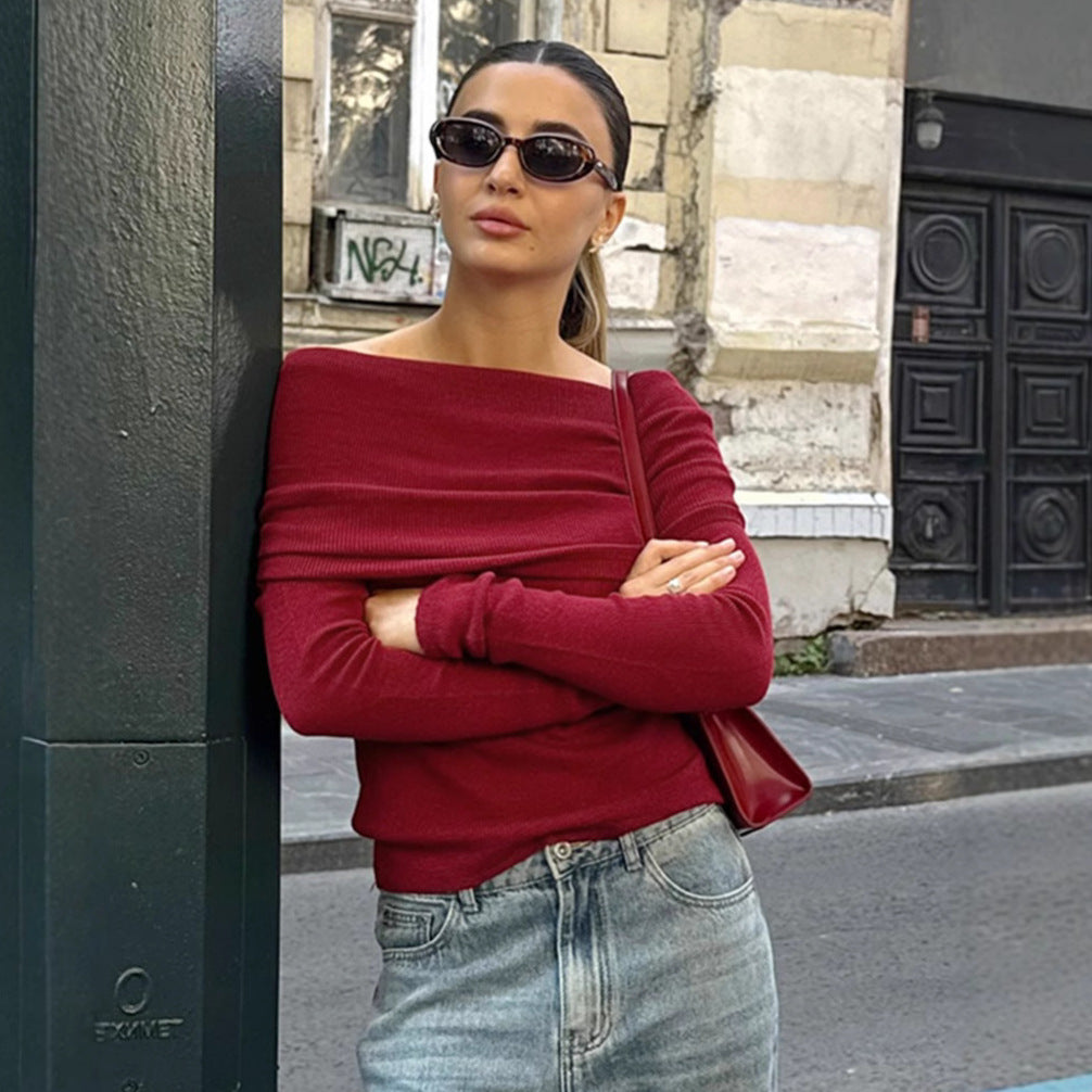 Dame Off-Shoulder Top med Ruffle-detaljer og elegant pasform Stilla