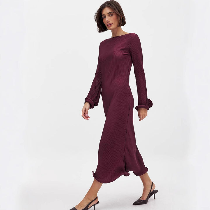 Dame Elegant Maxikjole med plisseret Design og afslappet Snit Stilla