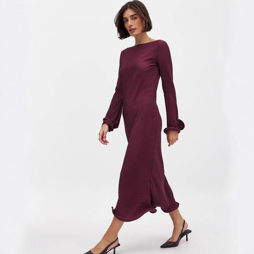 Dame Elegant Maxikjole med plisseret Design og afslappet Snit Stilla