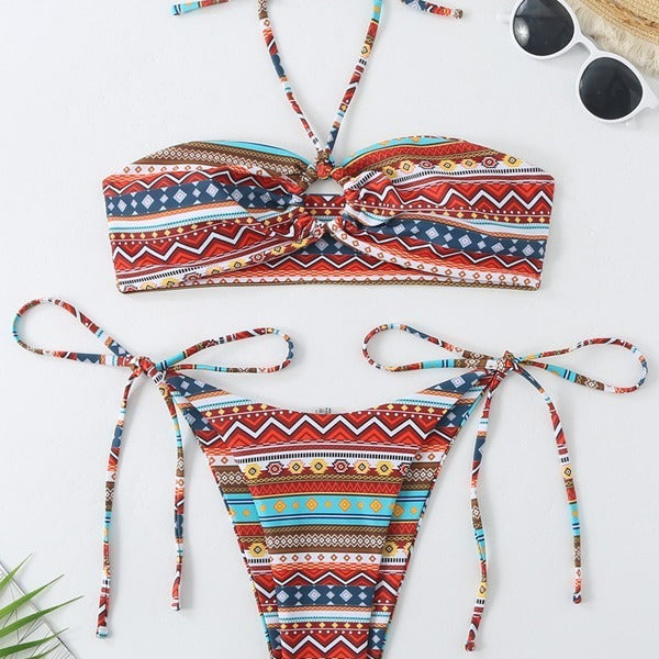 Dame Bohemian Bandeau Bikini Sæt Stilla