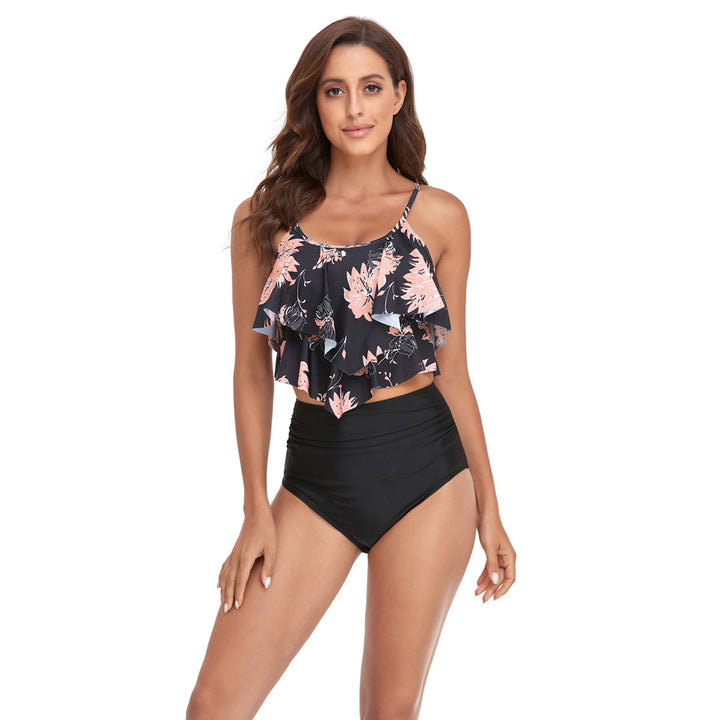 Dame Tankini med voluminøst ruffles top og højtaljede shorts Stilla