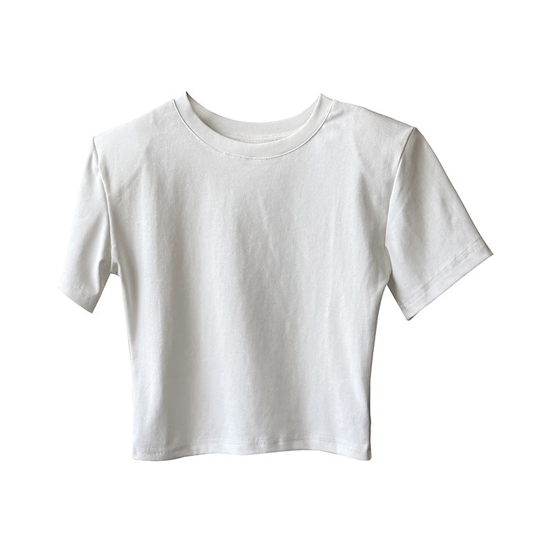 Dame kortærmet crop-top i økologisk bomuld Stilla