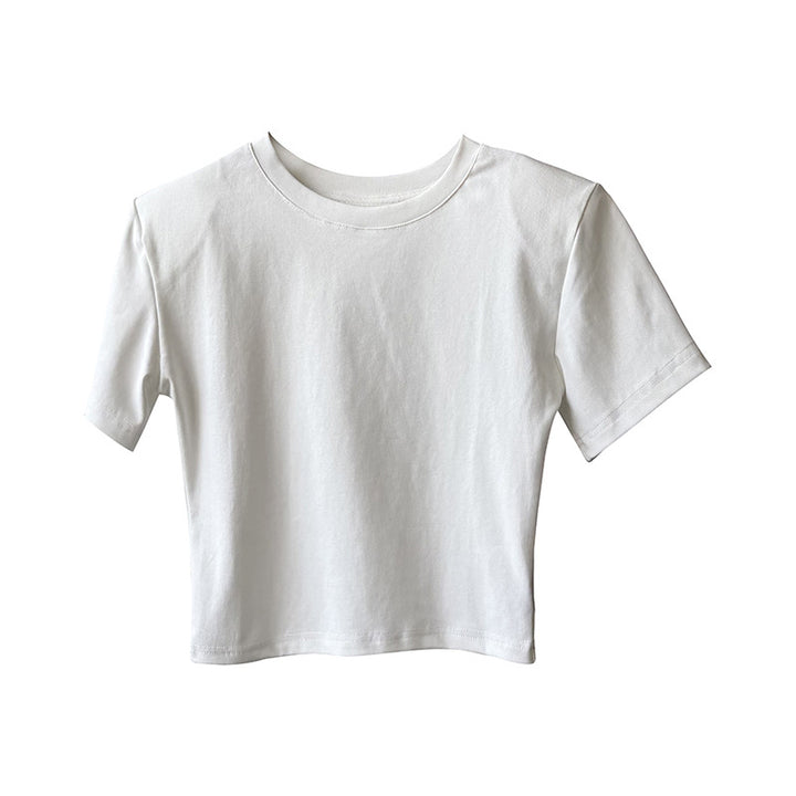 Dame kortærmet crop-top i økologisk bomuld Stilla
