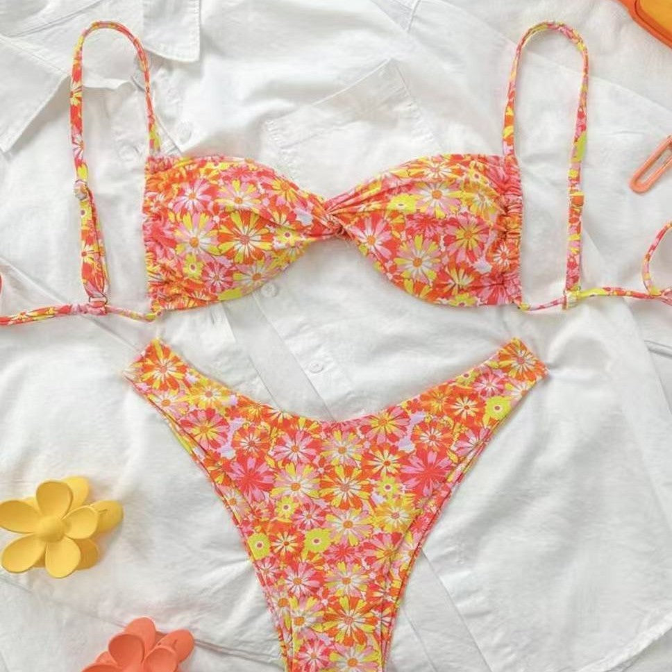 Dame Triangel-Bikini med blomsterdesign Skovae