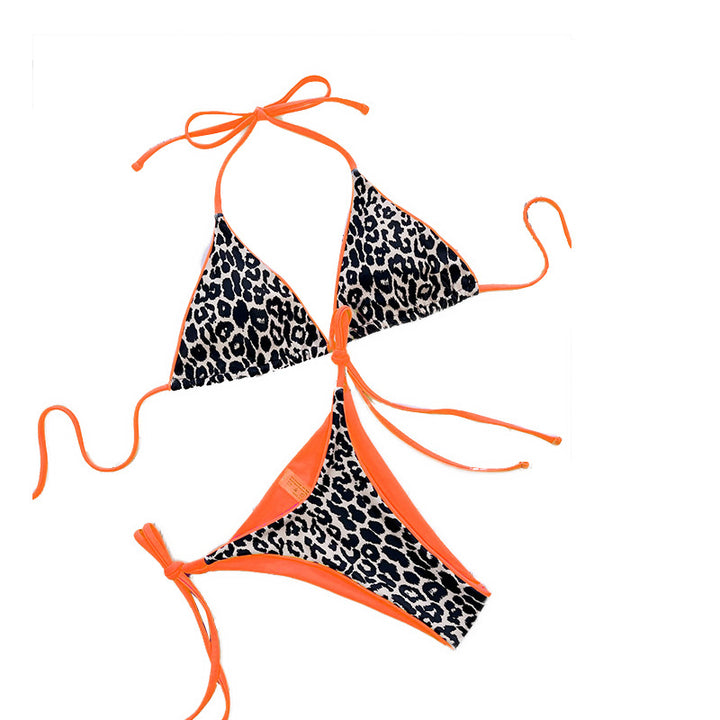 Dame Triangle-Bikini-Sæt med iøjnefaldende Leopardmønster og justerbare stropper Stilla