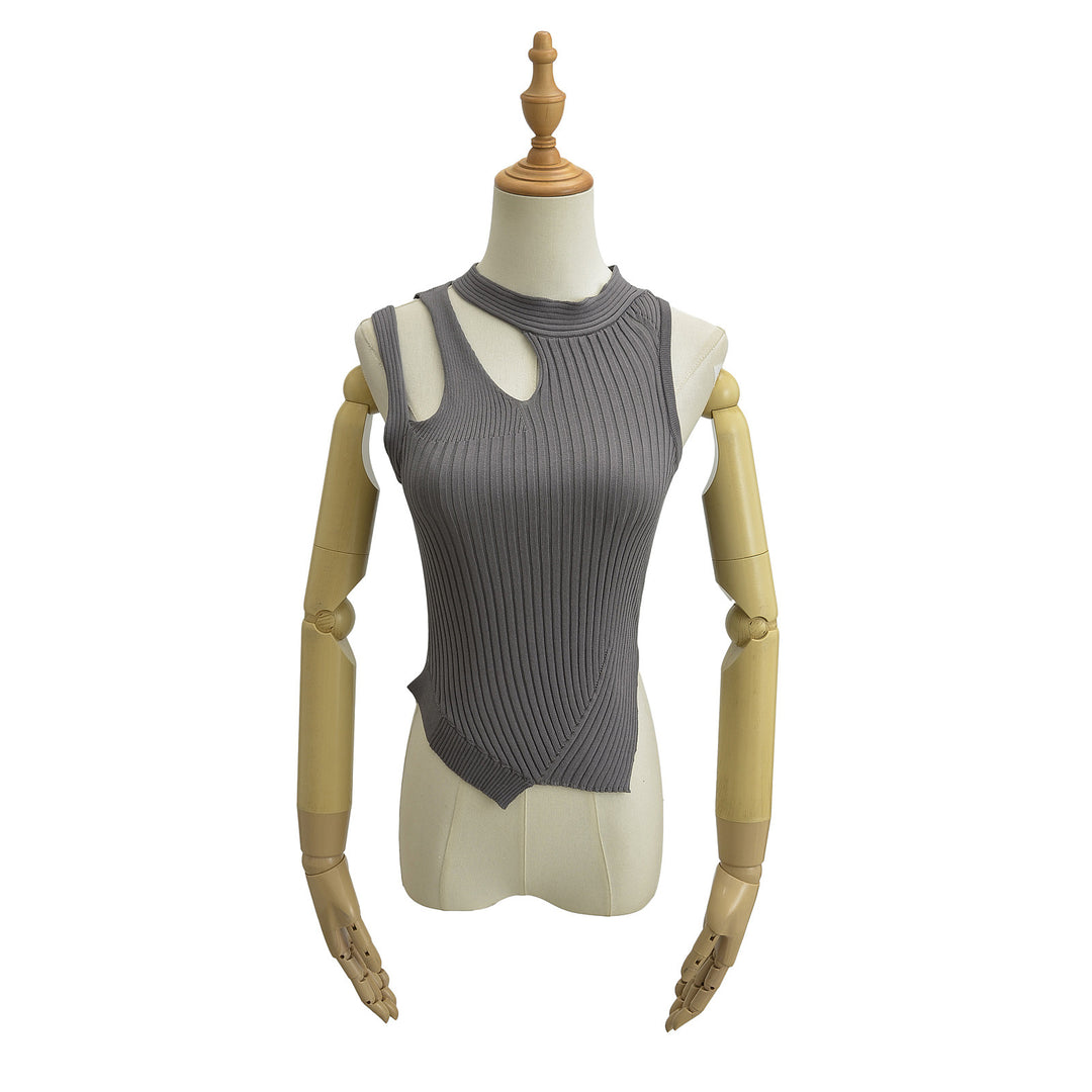 Dame Ribb Strik Tanktop med asymmetrisk design og elegante stropdetaljer Stilla