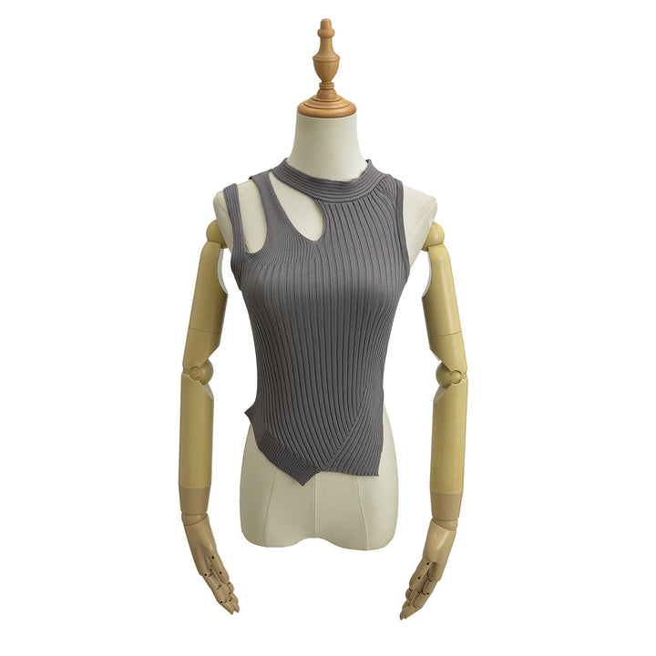 Dame Ribb Strik Tanktop med asymmetrisk design og elegante stropdetaljer Stilla