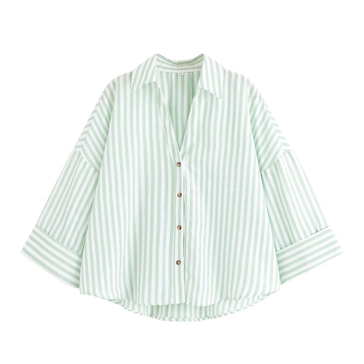 Dame skjorte bluse med afslappet snit og elegante 3/4-ærmer Skovae