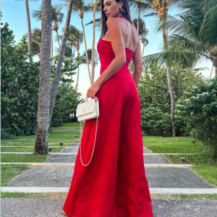 Dame Jumpsuit med elegant Cross-Back og brede ben Stilla
