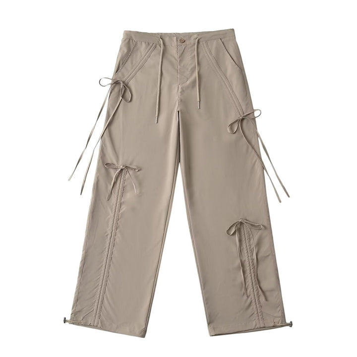 Dame moderigtig High-Waist Cargo-bukser med justerbar snørrelukning og praktiske sidelommer Stilla