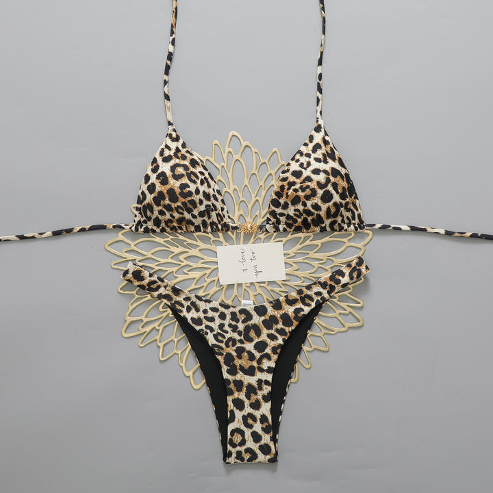 Dame Designer-biki med leopardmønster og raffinerede detaljer Skovae