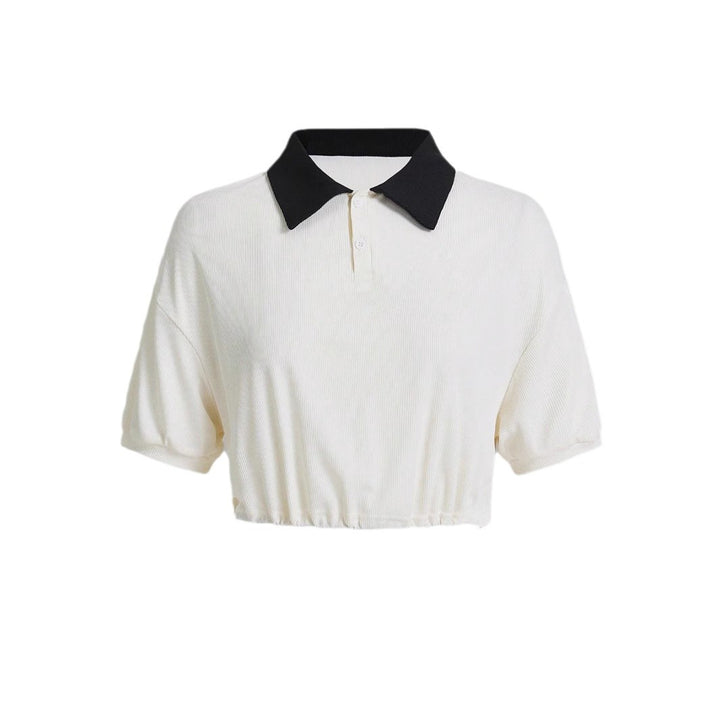 Dame Kort Poloshirt med stilfuld snor og kontrasterende krave Stilla
