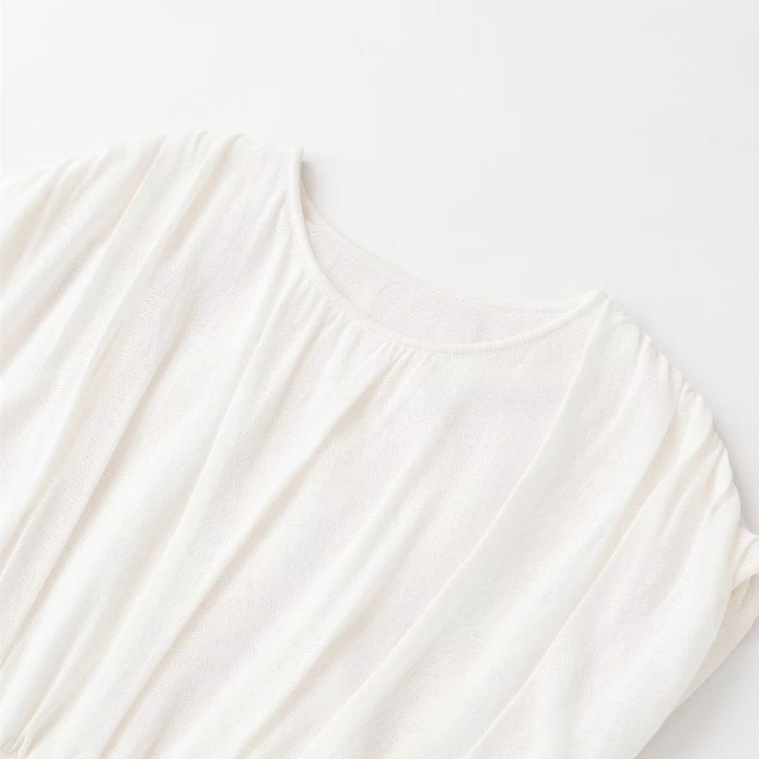 Dame mode oversized top med raffineret bånd Skovae